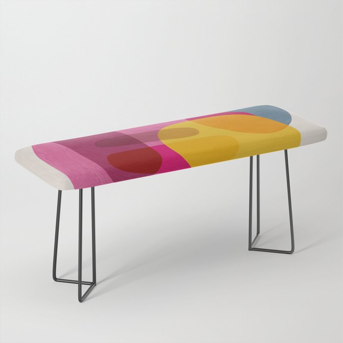 Abstract Colorful Shapes Pink Yellow Bench Gallery Image 1