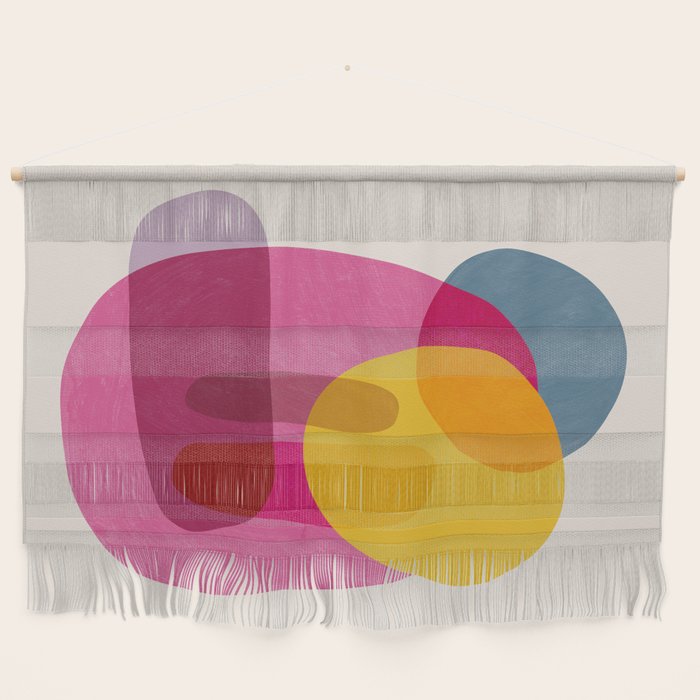 Abstract Colorful Shapes Pink Yellow Wall Hanging Gallery Image 1