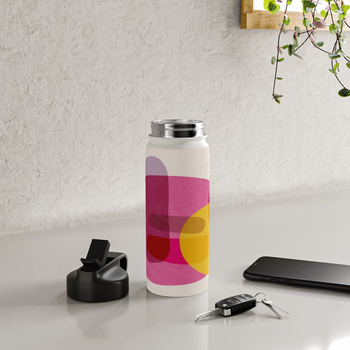 Abstract Colorful Shapes Pink Yellow Water Bottle Gallery Image 4
