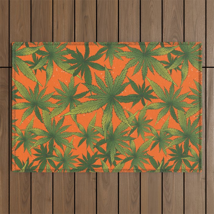 Cannabis Leaves Garden Outdoor Rug Gallery Image 1