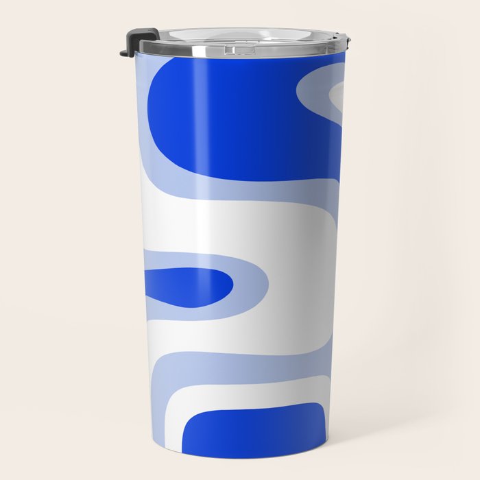 Copacetic Retro Abstract Royal Blue Light Blue White Travel Mug Gallery Image 3