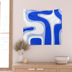Copacetic Retro Abstract Royal Blue Light Blue White Wall Tapestry Gallery Image 2