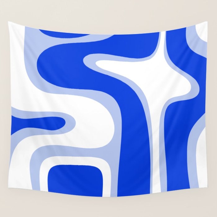 Copacetic Retro Abstract Royal Blue Light Blue White Wall Tapestry Gallery Image 1