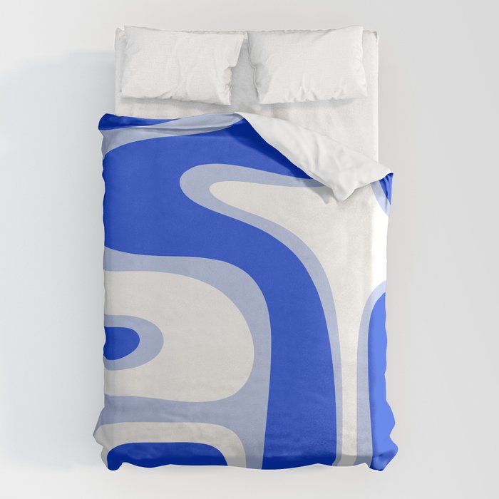 Copacetic Retro Abstract Royal Blue Light Blue White Duvet Cover Gallery Image 6
