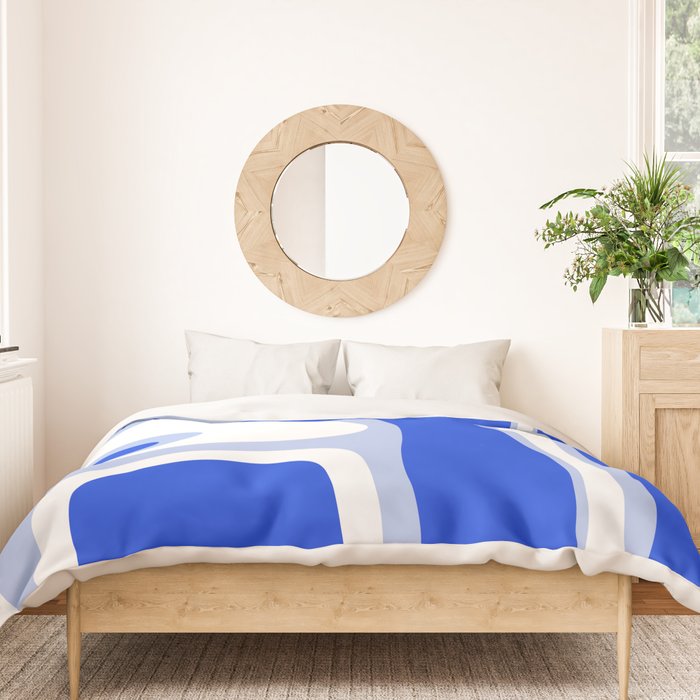 Copacetic Retro Abstract Royal Blue Light Blue White Duvet Cover Gallery Image 3