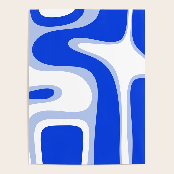 Copacetic Retro Abstract Royal Blue Light Blue White Poster Gallery Image 1
