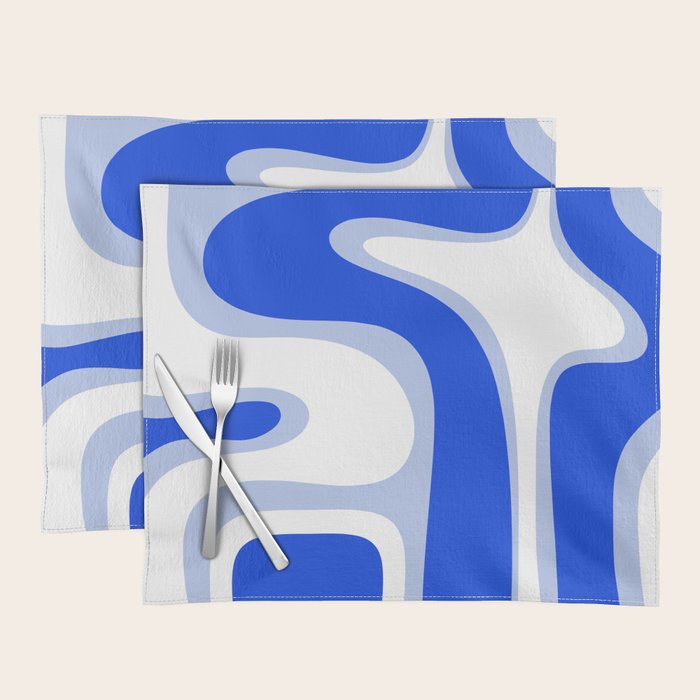 Copacetic Retro Abstract Royal Blue Light Blue White Placemat Gallery Image 1