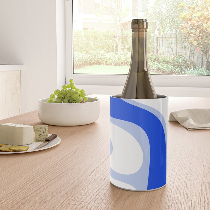 Copacetic Retro Abstract Royal Blue Light Blue White Wine Chiller Gallery Image 4