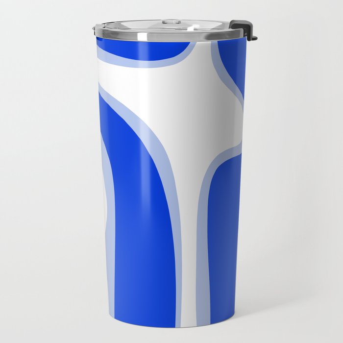Copacetic Retro Abstract Royal Blue Light Blue White Travel Mug Gallery Image 2