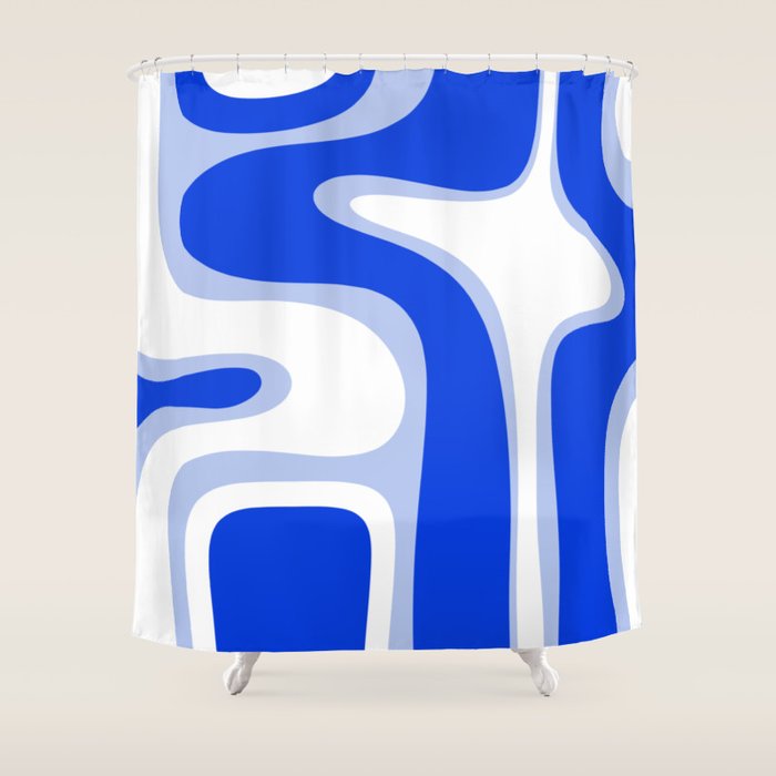 Copacetic Retro Abstract Royal Blue Light Blue White Shower Curtain Gallery Image 1