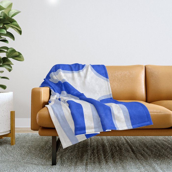Copacetic Retro Abstract Royal Blue Light Blue White Throw Blanket Gallery Image 1