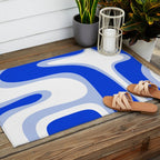 Copacetic Retro Abstract Royal Blue Light Blue White Outdoor Rug Gallery Image 2