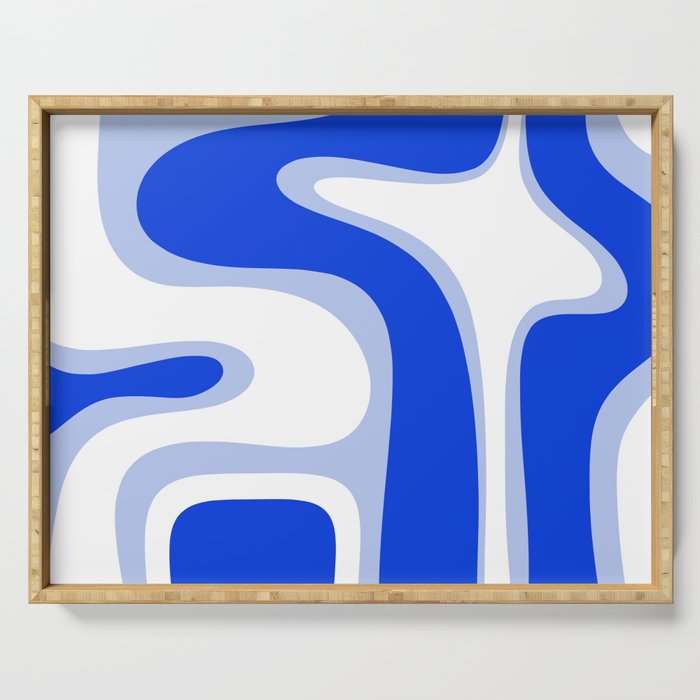Copacetic Retro Abstract Royal Blue Light Blue White Serving Tray Gallery Image 1