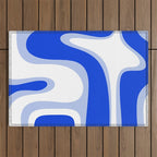 Copacetic Retro Abstract Royal Blue Light Blue White Outdoor Rug Gallery Image 1
