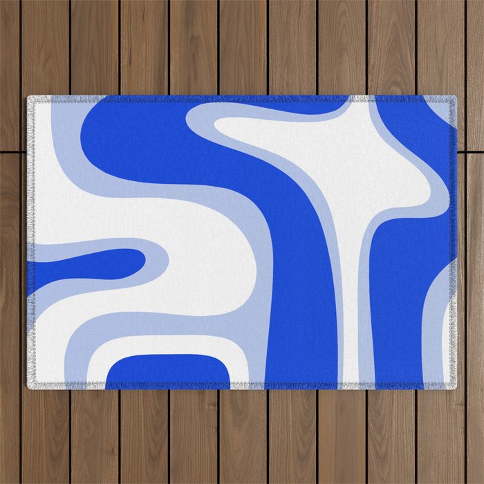 Copacetic Retro Abstract Royal Blue Light Blue White Outdoor Rug Gallery Image 1