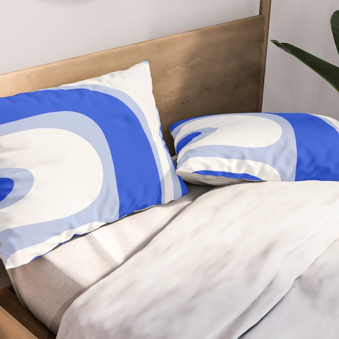 Copacetic Retro Abstract Royal Blue Light Blue White Pillow Sham Gallery Image 2