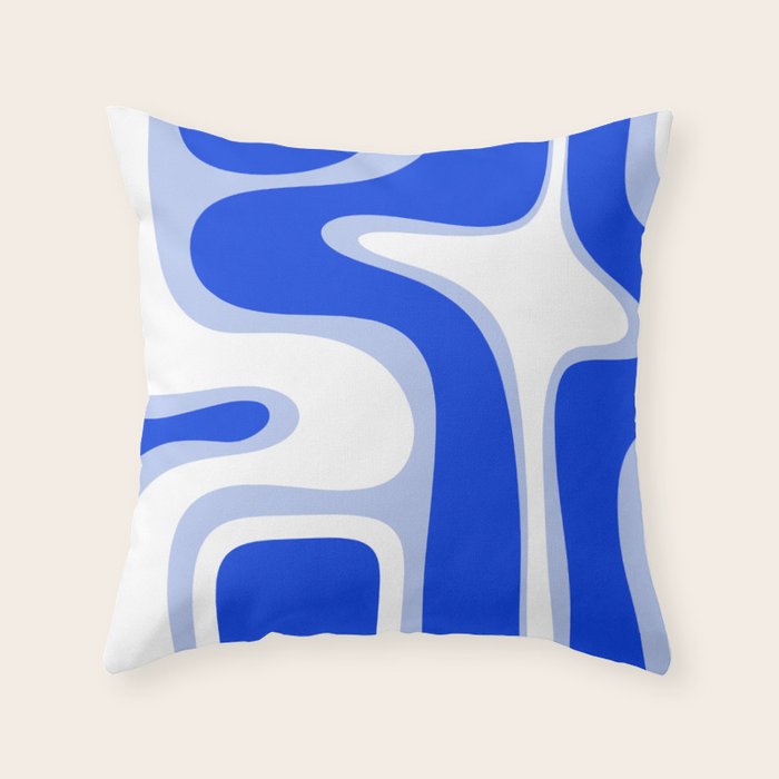 Copacetic Retro Abstract Royal Blue Light Blue White Throw Pillow Gallery Image 6