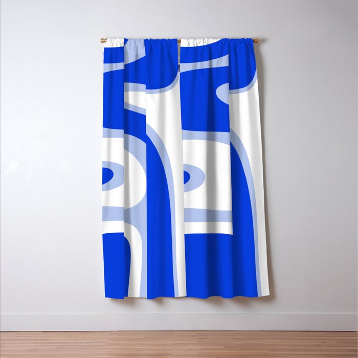 Copacetic Retro Abstract Royal Blue Light Blue White Window Curtain Gallery Image 3