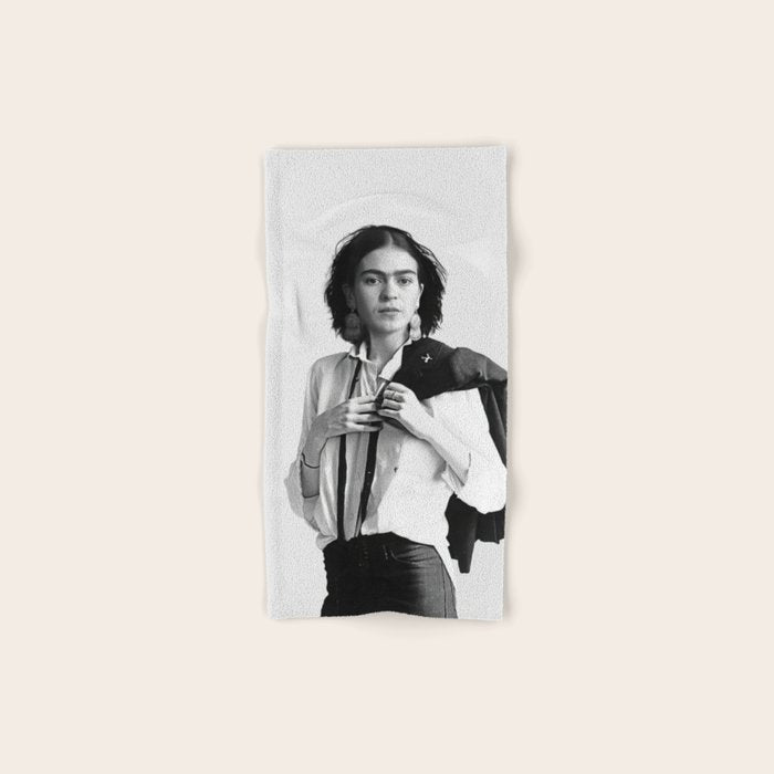 Frida Kahlo Wearing White Shirt Bath Towel Gallery Image 1