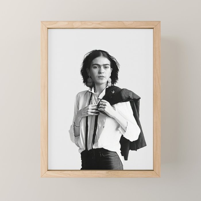 Frida Kahlo Wearing White Shirt Mini Art Print Gallery Image 1