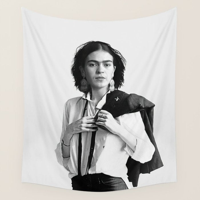 Frida Kahlo Wearing White Shirt Wall Tapestry Gallery Image 1