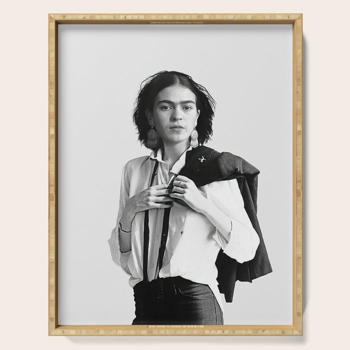 Frida Kahlo Wearing White Shirt Serving Tray Gallery Image 1