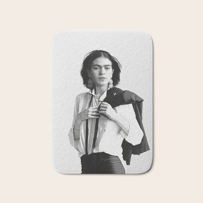 Frida Kahlo Wearing White Shirt Bath Mat Gallery Image 1