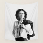 Frida Kahlo Wearing White Shirt Wall Tapestry Gallery Image 4