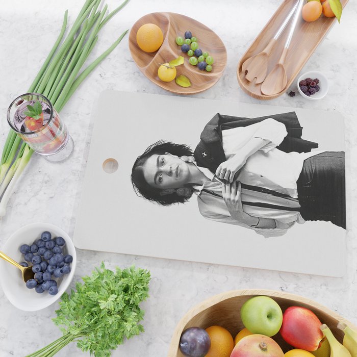 Frida Kahlo Wearing White Shirt Cutting Board Gallery Image 2