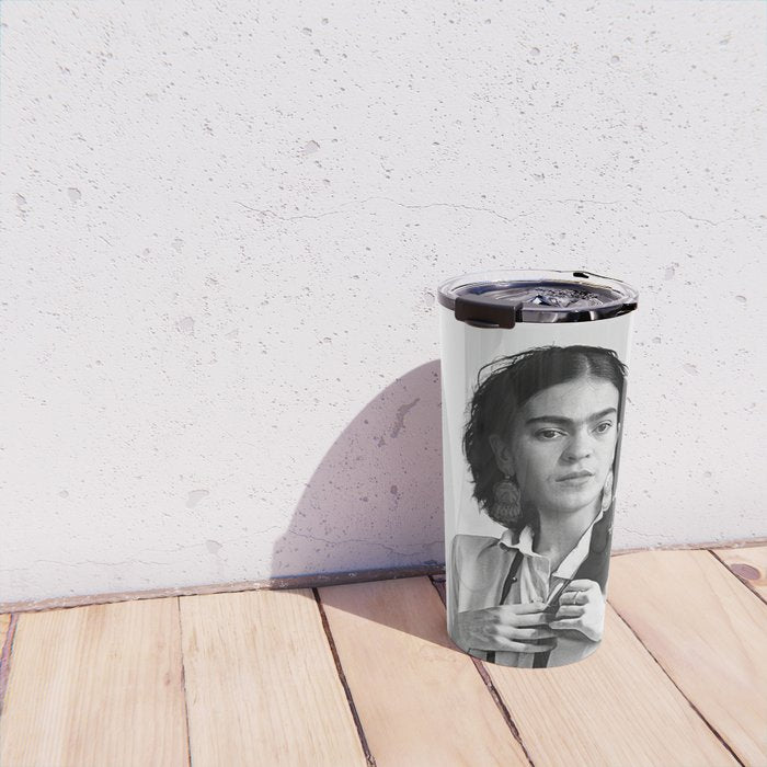 Frida Kahlo Wearing White Shirt Travel Mug Gallery Image 4