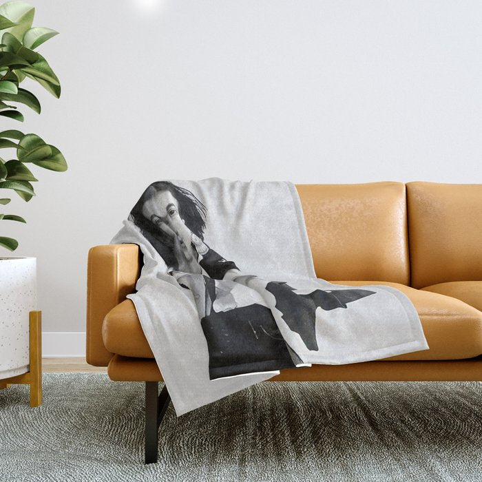 Frida Kahlo Wearing White Shirt Throw Blanket Gallery Image 1