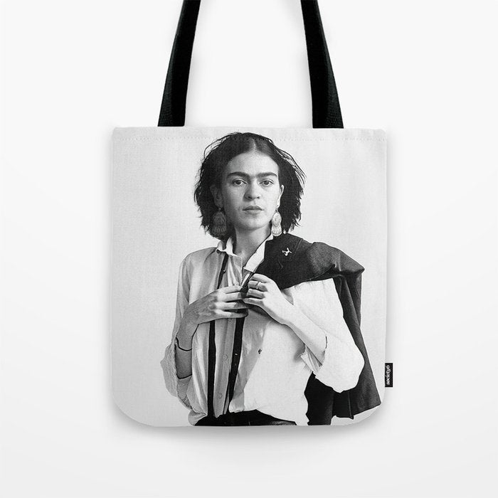 Frida Kahlo Wearing White Shirt Tote Bag Gallery Image 1