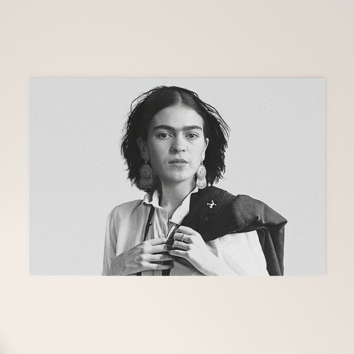 Frida Kahlo Wearing White Shirt Welcome Mat Gallery Image 1