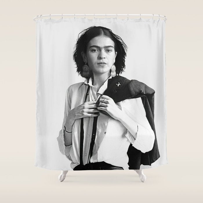 Frida Kahlo Wearing White Shirt Shower Curtain Gallery Image 1