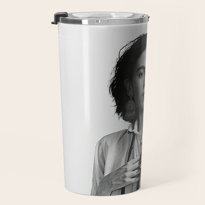 Frida Kahlo Wearing White Shirt Travel Mug Gallery Image 3