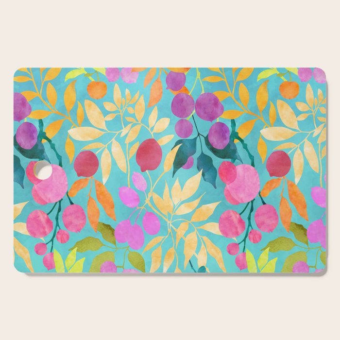 Exotic Fruit Garden Tropical Summer Foliage And Fruit Turquoise Cutting Board Gallery Image 1