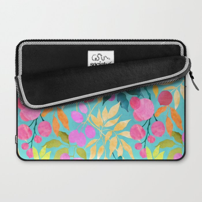 Exotic Fruit Garden Tropical Summer Foliage And Fruit Turquoise Laptop Sleeve Gallery Image 2