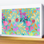 Exotic Fruit Garden Tropical Summer Foliage And Fruit Turquoise Wall Mural Gallery Image 2