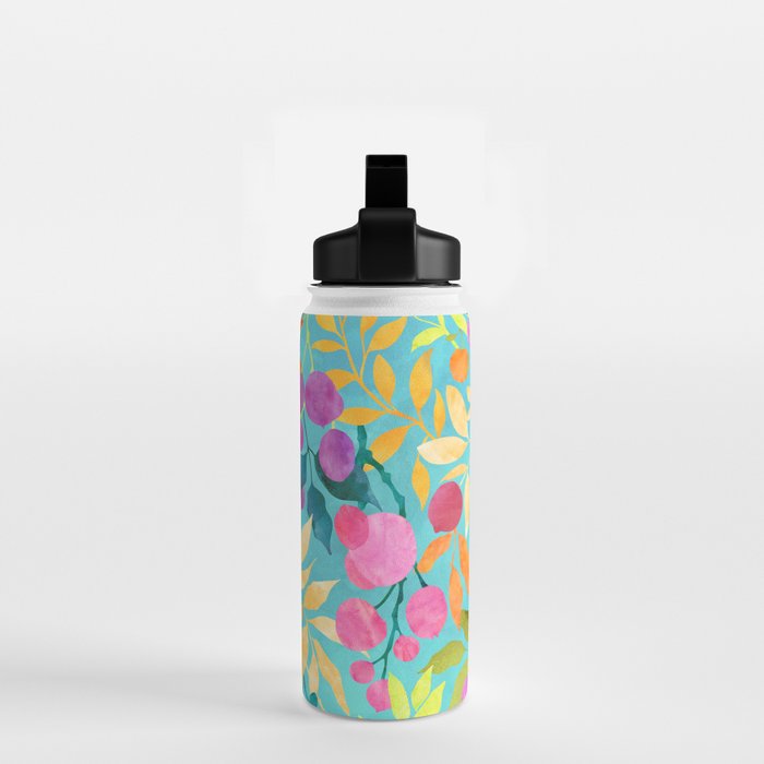 Exotic Fruit Garden Tropical Summer Foliage And Fruit Turquoise Water Bottle Gallery Image 2