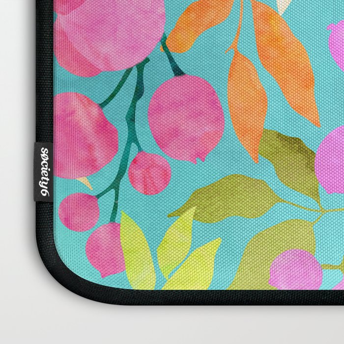 Exotic Fruit Garden Tropical Summer Foliage And Fruit Turquoise Laptop Sleeve Gallery Image 3