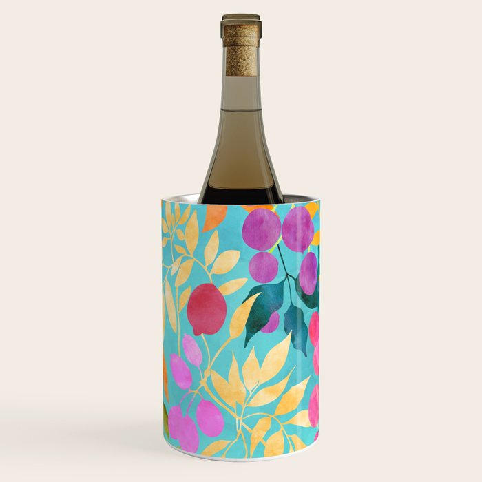 Exotic Fruit Garden Tropical Summer Foliage And Fruit Turquoise Wine Chiller Gallery Image 1