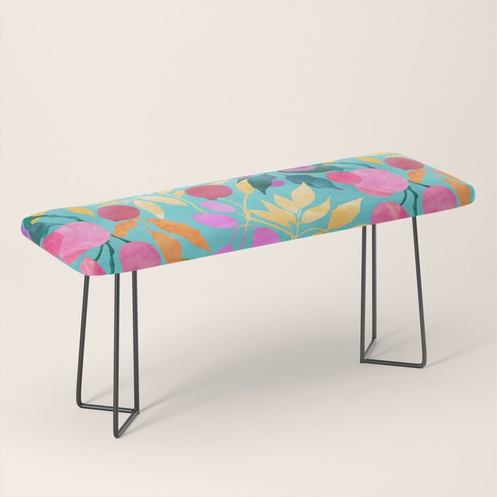 Exotic Fruit Garden Tropical Summer Foliage And Fruit Turquoise Bench Gallery Image 1