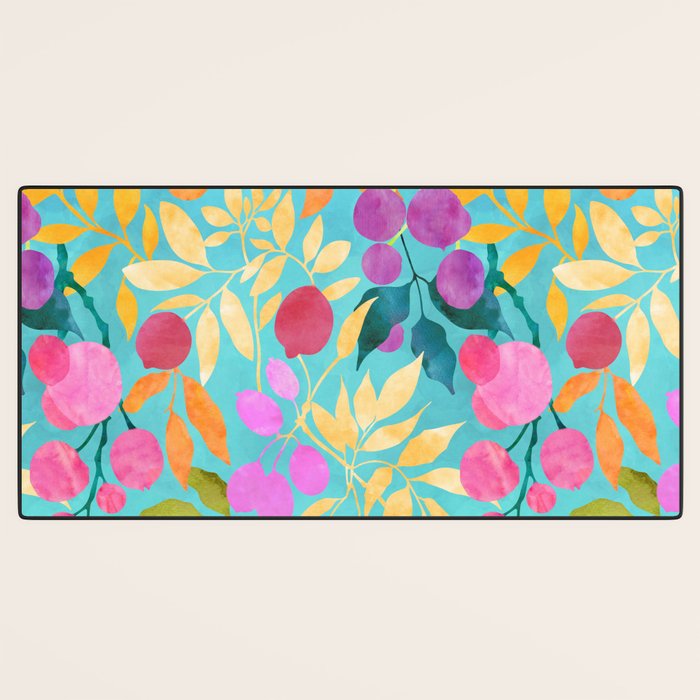 Exotic Fruit Garden Tropical Summer Foliage And Fruit Turquoise Desk Mat Gallery Image 3