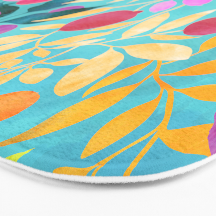 Exotic Fruit Garden Tropical Summer Foliage And Fruit Turquoise Bath Mat Gallery Image 3