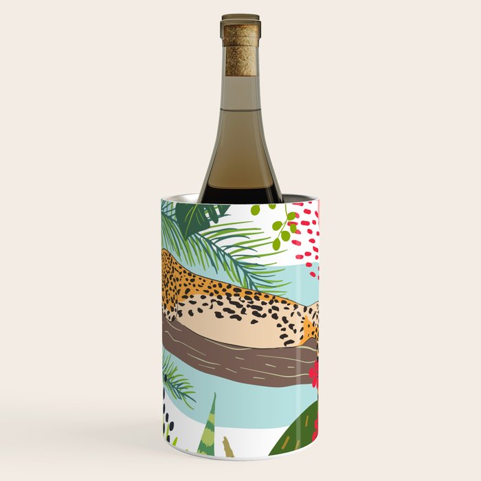 Colorful Jungle Cheetah Print Wine Chiller Gallery Image 1