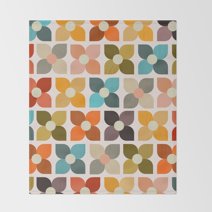 Bauhaus Geometric Flowers  Throw Blanket Gallery Image 2