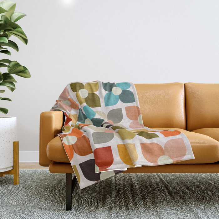 Bauhaus Geometric Flowers  Throw Blanket Gallery Image 1