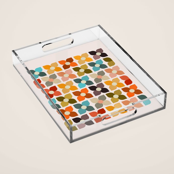Bauhaus Geometric Flowers  Acrylic Tray Gallery Image 1