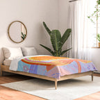 Retro Sunflower & Rainbow in Blue & Pink Comforter Gallery Image 2