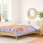 Retro Sunflower & Rainbow in Blue & Pink Duvet Cover Gallery Image 2